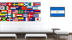 Nicaragua Country National Flag Vintage Canvas Print with Picture Frame Home Decor Wall Art Collection Gift Ideas