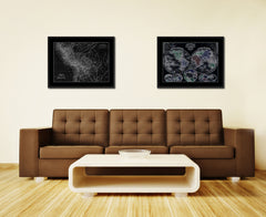 Peru Bolivia Vintage Monochrome Map Canvas Print, Gifts Picture Frames Home Decor Wall Art