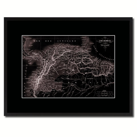 Columbia Venezuela Guianna Vintage Vivid Sepia Map Canvas Print, Picture Frames Home Decor Wall Art Decoration Gifts