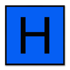 Alphabet H Blue Canvas Print Black Frame Kids Bedroom Wall Décor Home Art