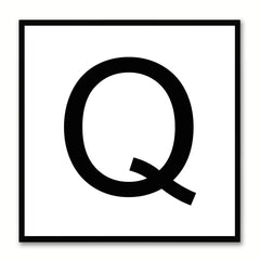 Alphabet Q White Canvas Print Black Frame Kids Bedroom Wall Décor Home Art