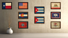 Cuba Country Flag Vintage Canvas Print with Brown Picture Frame Home Decor Gifts Wall Art Decoration Artwork