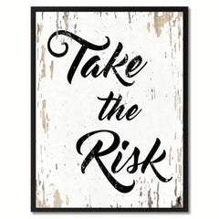 Take The Risk Saying Canvas Print, Black Picture Frame Home Decor Wall Art Gifts