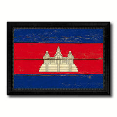 Cambodia Country Flag Vintage Canvas Print with Black Picture Frame Home Decor Gifts Wall Art Decoration Artwork
