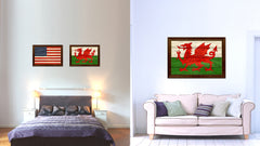 Wales Country Flag Texture Canvas Print with Brown Custom Picture Frame Home Decor Gift Ideas Wall Art Decoration