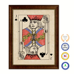Jack Clover Poker Decks of Vintage Cards Print on Canvas Brown Custom Framed