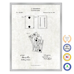 1876  Playing Cards Face Poker Game Old Patent Art Print on Canvas Custom Framed Vintage Home Decor Wall Decoration Great for Gifts