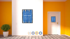 For Where Two or Three Are Gathered Together in My Name, There am I in the Midst of Them - Matthew 18:20 Bible Verse Scripture Quote Blue Canvas Print with Picture Frame