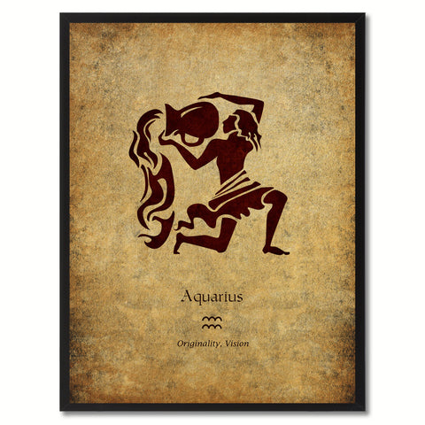 Zodiac Dog Horoscope Canvas Print, Black Picture Frame Home Decor Wall Art Gift