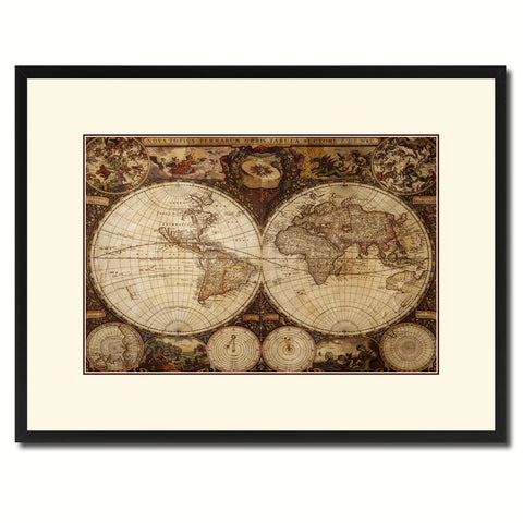 World Vintage Antique Map Wall Art Home Decor Gift Ideas Canvas Print Custom Picture Frame