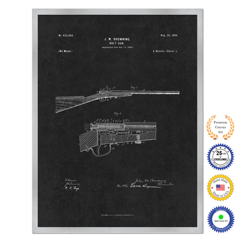 1899 Bolt Gun Rifle Old Patent Art Print on Canvas Custom Framed Vintage Home Decor Wall Decoration Great for Gifts