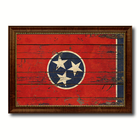Tennessee State Vintage Flag Canvas Print with Black Picture Frame Home Decor Man Cave Wall Art Collectible Decoration Artwork Gifts