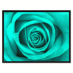 Aqua Rose Flower Framed Canvas Print Home Décor Wall Art