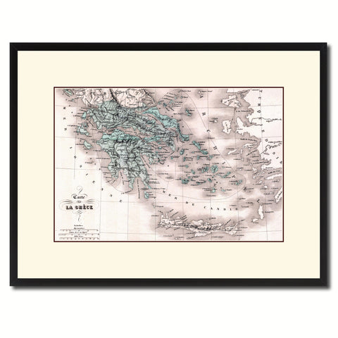 Greece Vintage Antique Map Wall Art Home Decor Gift Ideas Canvas Print Custom Picture Frame