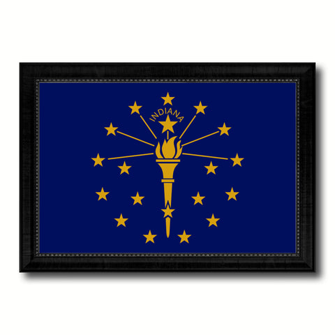 Indiana State Flag Canvas Print with Custom Black Picture Frame Home Decor Wall Art Decoration Gifts