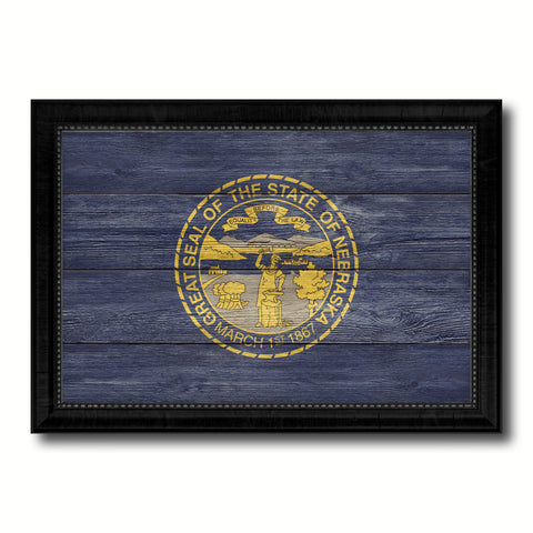Nebraska State Vintage  Flag Gifts Home Decor Wall Art Canvas Print with Custom Picture Frame