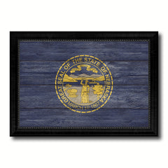 Nebraska State Flag Texture Canvas Print with Black Picture Frame Home Decor Man Cave Wall Art Collectible Decoration Artwork Gifts