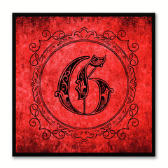 Alphabet G Red Canvas Print Black Frame Kids Bedroom Wall Décor Home Art
