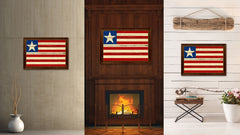 Liberia Country Flag Vintage Canvas Print with Brown Picture Frame Home Decor Gifts Wall Art Decoration Artwork