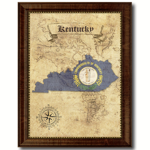 Kentucky State Flag Canvas Print with Custom Black Picture Frame Home Decor Wall Art Decoration Gifts