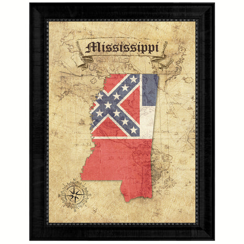 Mississippi State Vintage Map Gifts Home Decor Wall Art Office Decoration