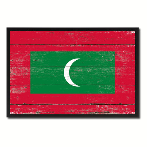 Maldives Country National Flag Vintage Canvas Print with Picture Frame Home Decor Wall Art Collection Gift Ideas