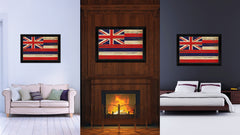 Hawaii State Vintage Flag Canvas Print with Black Picture Frame Home Decor Man Cave Wall Art Collectible Decoration Artwork Gifts