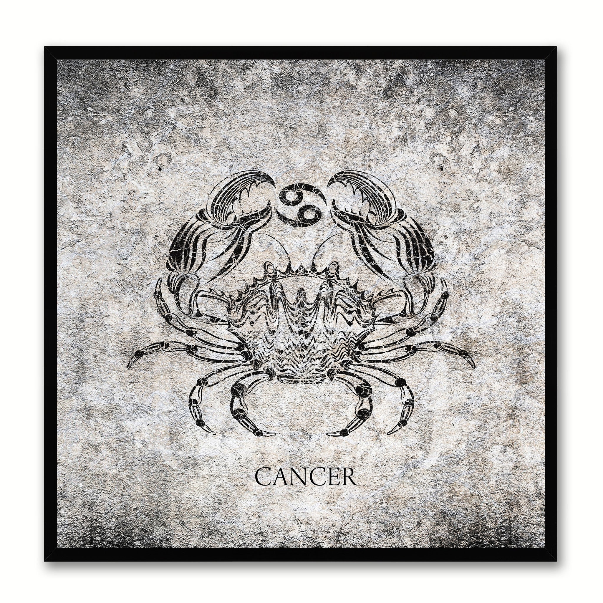 Zodiac Cancer Horoscope Black Canvas Print, Black Custom Frame