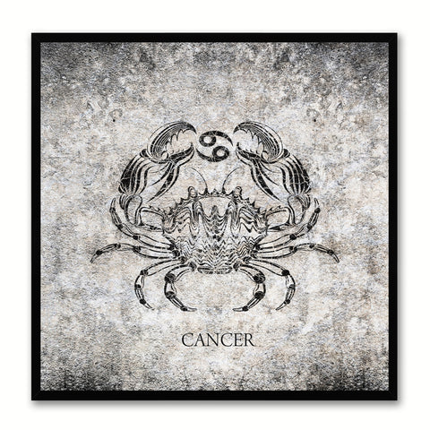 Zodiac Cancer Horoscope Black Canvas Print, Black Custom Frame