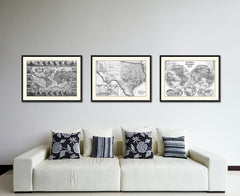 Texas Vintage B&W Map Canvas Print, Picture Frame Home Decor Wall Art Gift Ideas