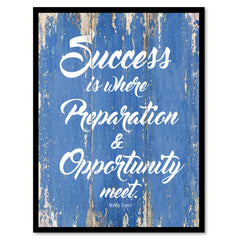 Success Is Where Preparation And Opportunity Meet Bobby Unser Inspirational Quote Saying Gift Ideas Home Decor Wall Art