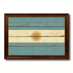 Argentina Country Flag Vintage Canvas Print with Brown Picture Frame Home Decor Gifts Wall Art Decoration Artwork