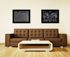 West Virginia Vintage Monochrome Map Canvas Print, Gifts Picture Frames Home Decor Wall Art