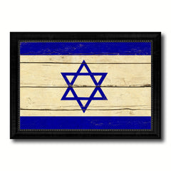 Israel Country Flag Vintage Canvas Print with Black Picture Frame Home Decor Gifts Wall Art Decoration Artwork