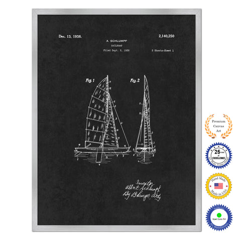 1983 Sailboat Old Patent Art Print on Canvas Custom Framed Vintage Home Decor Wall Decoration Great for Gifts