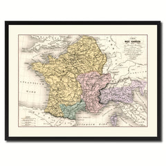 France Vintage Antique Map Wall Art Home Decor Gift Ideas Canvas Print Custom Picture Frame