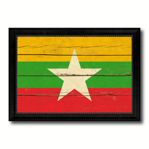 Myanmar Country Flag Vintage Canvas Print with Black Picture Frame Home Decor Gifts Wall Art Decoration Artwork