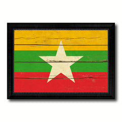 Myanmar Country Flag Vintage Canvas Print with Black Picture Frame Home Decor Gifts Wall Art Decoration Artwork