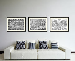 Leo Belgicvs Vintage B&W Map Canvas Print, Picture Frame Home Decor Wall Art Gift Ideas