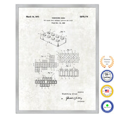 1971 Legos Block Old Patent Art Print on Canvas Custom Framed Vintage Home Decor Wall Decoration Great for Gifts