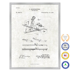 1894 Billiard Cue Stick Old Patent Art Print on Canvas Custom Framed Vintage Home Decor Wall Decoration Great for Gifts