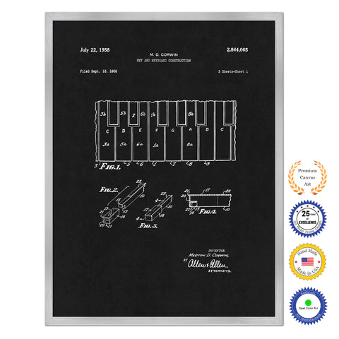 1958 Keyboard Construction Old Patent Art Print on Canvas Custom Framed Vintage Home Decor Wall Decoration Great for Gifts