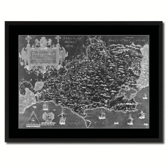 Atlas Of England & Wales Vintage Monochrome Map Canvas Print, Gifts Picture Frames Home Decor Wall Art