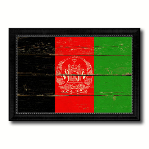 Afghanistan Country Flag Vintage Canvas Print with Black Picture Frame Home Decor Gifts Wall Art Decoration Artwork