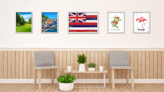 Hawaii State Flag Shabby Chic Gifts Home Decor Wall Art Canvas Print, White Wash Wood Frame