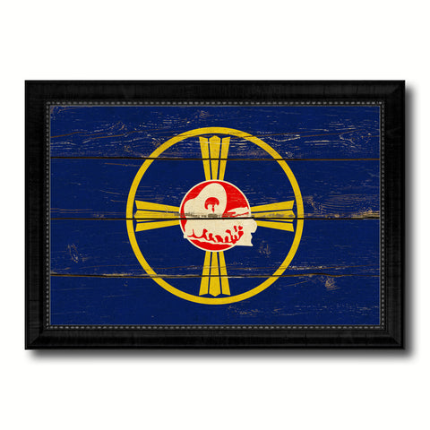 Omaha City Nebraska State Vintage Flag Canvas Print Black Picture Frame