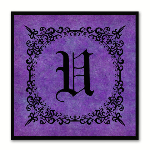 Alphabet U Purple Canvas Print Black Frame Kids Bedroom Wall Décor Home Art