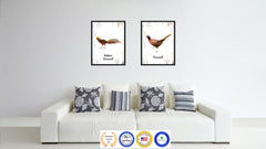 Golden Peasant Bird Canvas Print, Black Picture Frame Gift Ideas Home Decor Wall Art Decoration