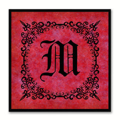 Alphabet M Red Canvas Print Black Frame Kids Bedroom Wall Décor Home Art