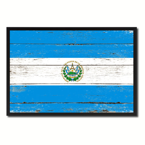 El Salvador Country National Flag Vintage Canvas Print with Picture Frame Home Decor Wall Art Collection Gift Ideas